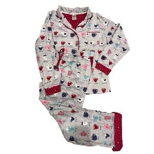 Munki Munki Coffee & Purrfect Cat Mug Flannel Pajama Set — Size Large